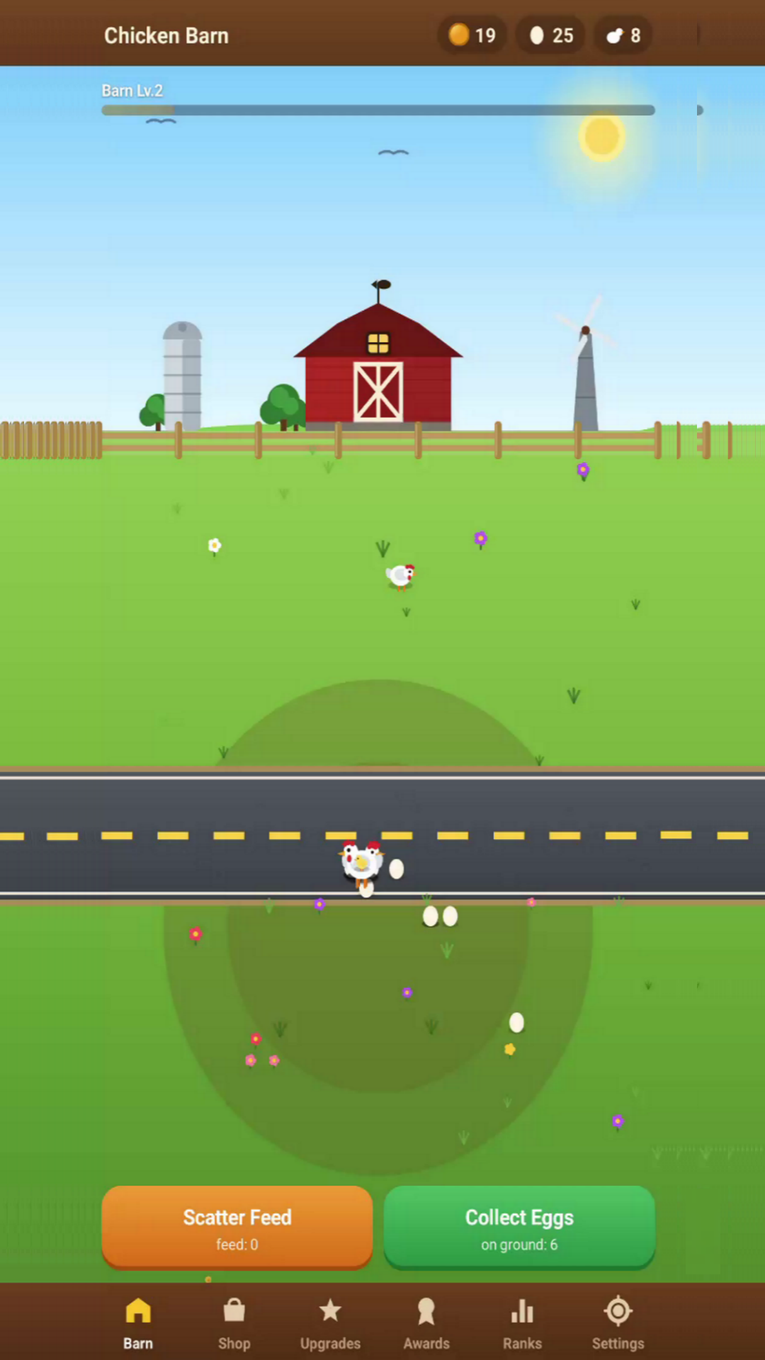 Chicken Barn gameplay – barn view with chickens roaming